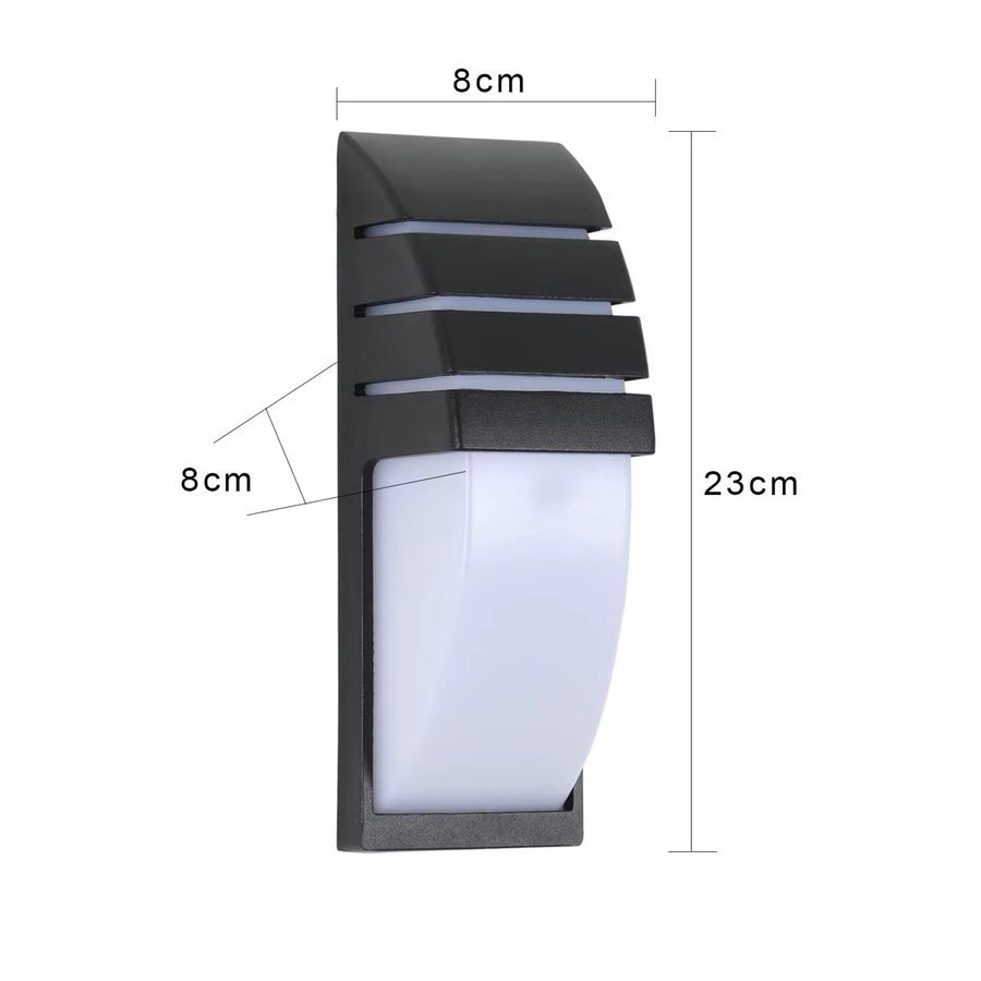 Moderne rechteckige Außenwandleuchte in Schwarz, IP65 wasserdichte Wandlampe aus Metall für Garten, Veranda und Haustür, netzbetrieben, B/T/H: 23,0 x 8,0 x 8,0 cm - Bild 2