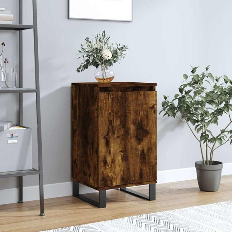 Vidaxl Sideboard in Räuchereiche und Grau im Industrial Design aus Holzwerkstoff und Metall, B/T/H: 40 x 35 x 70 cm - Bild 1