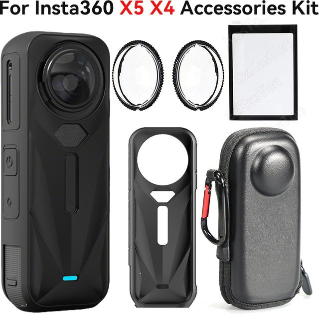 Insta360 Silikon Objektiv Schutzhülle und Screen Protector für Insta360 X4 und X5 in Schwarz - Bild 1