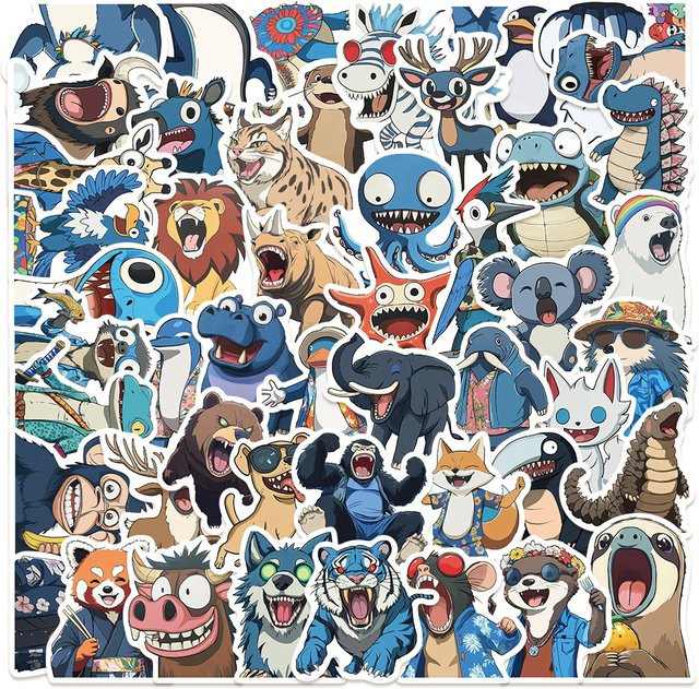 50 oder 100 Stück bunte Cartoon Tier Aufkleber mit niedlichen Illustrationen zur Dekoration von Notebooks, Gepäck und Aufbewahrungsboxen - Bild 1