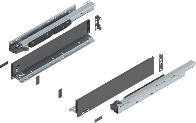 Blum Legrabox Pure Set Schubladensystem Höhe M mit Tip-On Vollauszug, Farbe Oriongrau, 1 Paar - Bild 1