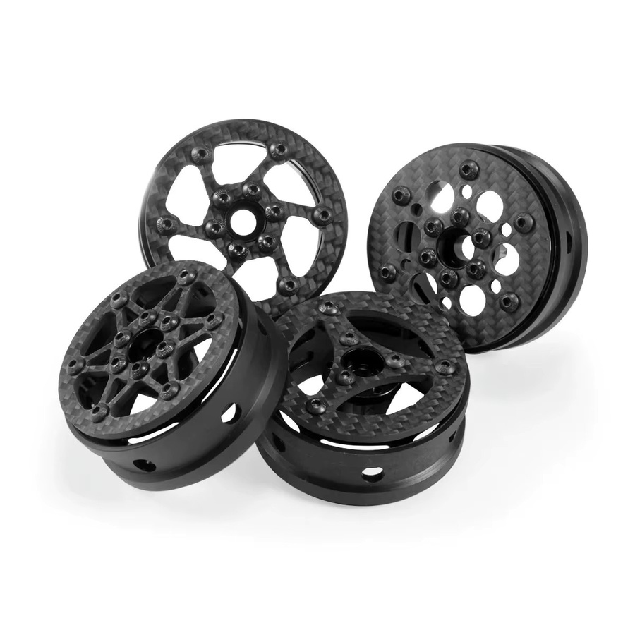4-teiliges Set RC Auto Crawler 1,9 Zoll Kohlefaser Räder Felge, Schwarz - Bild 3