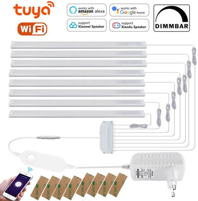 HEGEHE LED Schrankbeleuchtung mit WiFi und Bluetooth, weiße Unterbauleuchte für Küche und Kleiderschrank, kompatibel mit Tuya, Alexa und Google Assistant, 12V - Bild 1