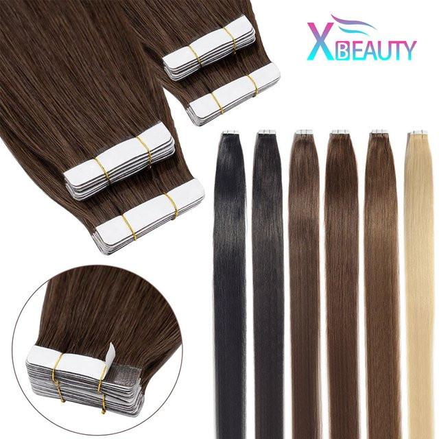 xbeauty Tape-In-Haarverlängerungen, 100 % Echthaar, glatt, Damen, 26 Zoll - Bild 1