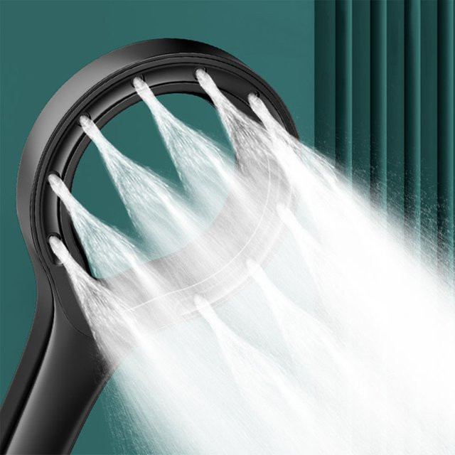 VILOYI Handheld Duschkopf Ringform Matt Schwarz Wassersparende Duschbrause mit Anti-Blocking Funktion aus ABS Kunststoff - Bild 1