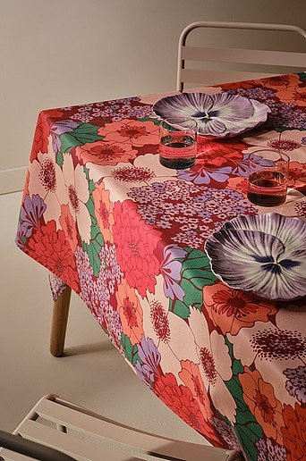 Jotex Tischdecke DANDI floral in Orange und Rot, abwischbar und wasserabweisend, beschichtete Baumwolle - Bild 1