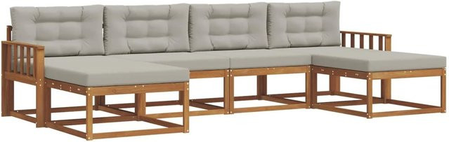 vidaXL Sofa Set L-Form aus massivem Akazienholz mit 16-teiligem Zubehör in Grau und Natur - Bild 1