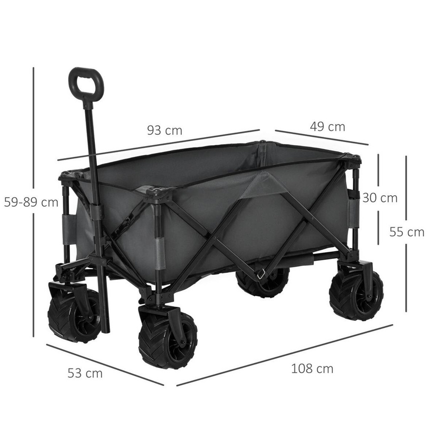 Outsunny Bollerwagen Dunkelgrau mit 360 Grad Lenkung und Teleskopgraben B/H/L: 55 x 61 x 108 cm - Bild 4