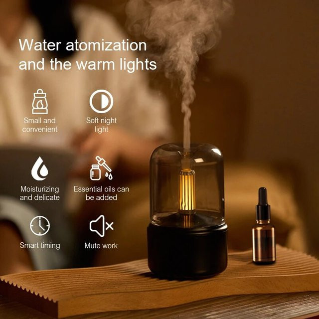 KINSCOTER Tragbarer Aroma-Diffusor und USB-Luftbefeuchter mit Nachtlicht und Kaltnebel-Funktion für dein Schlafzimmer in Beige oder Schwarz - Bild 1