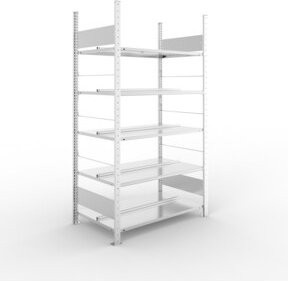 Meta Büroregal S3 COMPACT verzinkt in Silber mit 5 Böden, H x B x T: 185 x 100 x 60 cm, Fachlast 100 kg - Bild 1