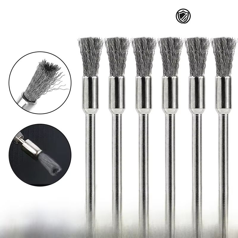 Xcan Stahldraht-Radbürste aus Edelstahl in Silber mit 3,0 mm Schaft für Dremel-Drehwerkzeuge zum Polieren und Schleifen von Metall - Bild 7