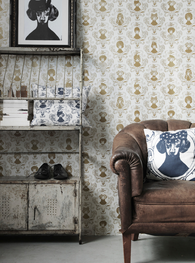 Studio Lisa Bengtsson Tapete Tillsammans Gold mit Tiermotiv im skandinavischen Design - Bild 2