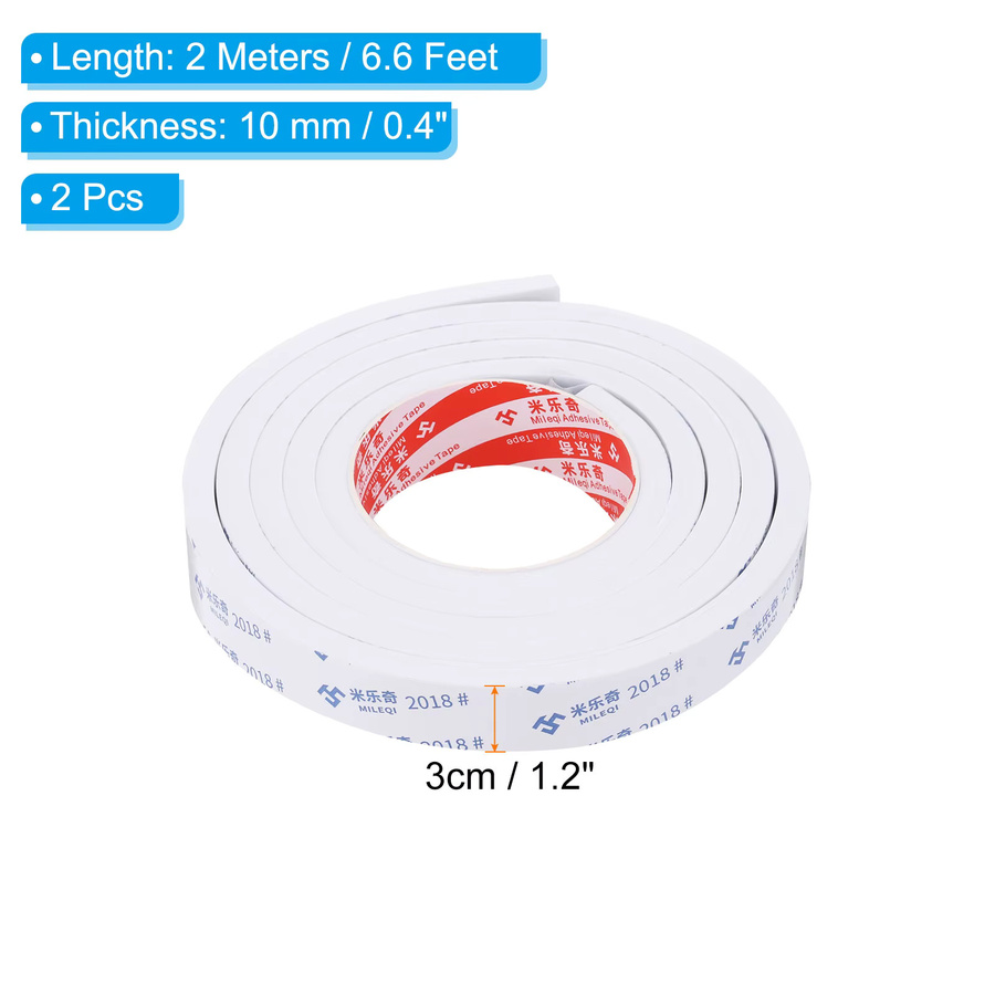 Uxcell Dichtungs-Schaumstoffband Set in Weiß für Fenster- und Türisolierung, 2 Stück, Dicke: 1 mm, 5 mm, 8 mm oder 10 mm, Länge: 2 m oder 5 m - Bild 1