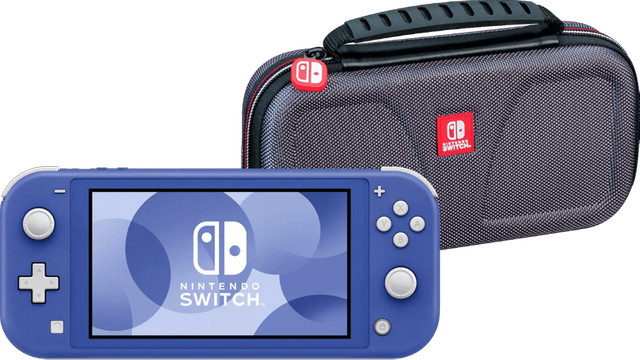 Nintendo Switch Lite Blau mit Bigben Schutztasche - Bild 1