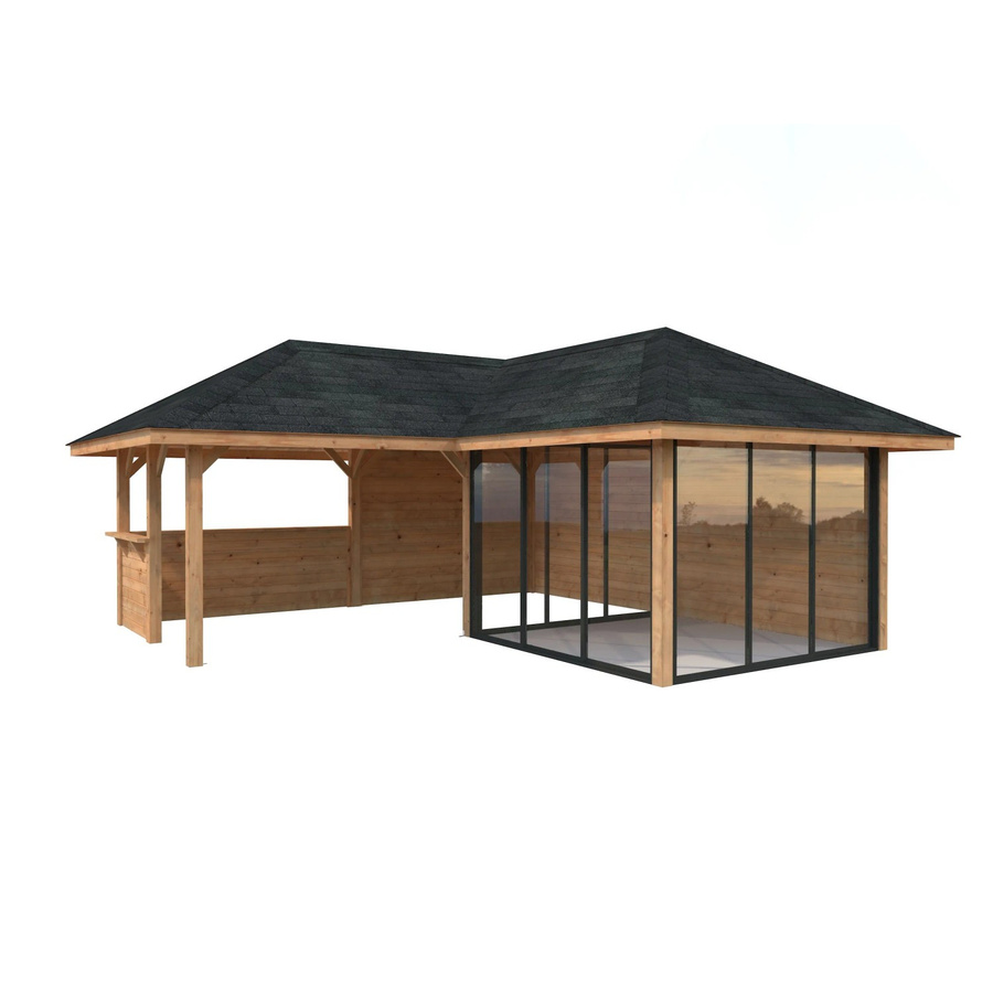 PALMAKO Pavillon Bianca Set 210 Slide aus Fichtenholz in Braun, B/T/H: 588 x 588 x 319 cm - Bild 3