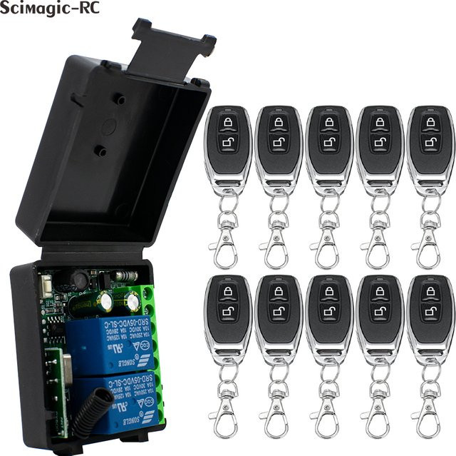 Scimagic-RC 2-Kanal 433 MHz RF Drahtlose Fernbedienung mit AC 85-256 V Relais-Empfänger Modul für Garagentore, Vorhänge und Licht - Bild 1