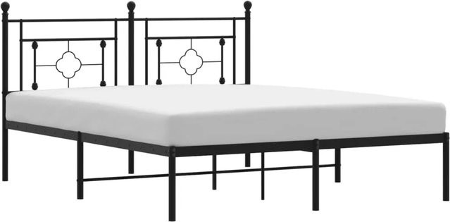 vidaXL Bettgestell aus Metall mit Kopfteil in Schwarz, B/T: 150 x 200 cm - Bild 1