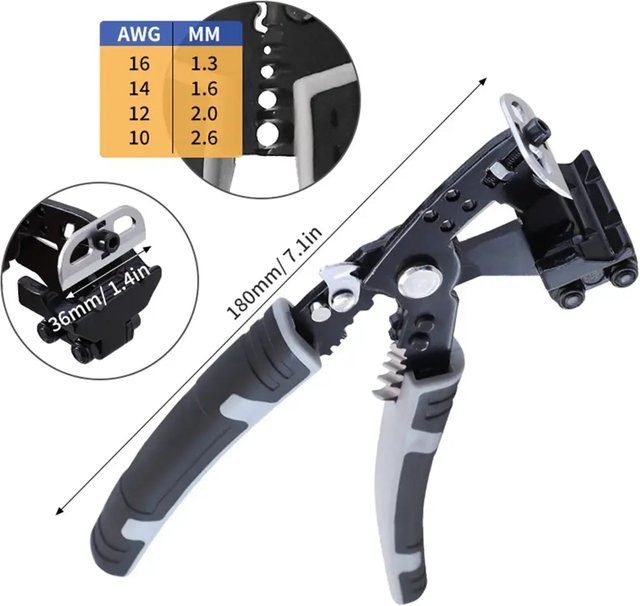 WOZOBUY Professionelle Elektriker Abisolierzange 7,5 Zoll Multifunktionale Universal-Abisolierzange für Netzwerkkabel - Bild 1