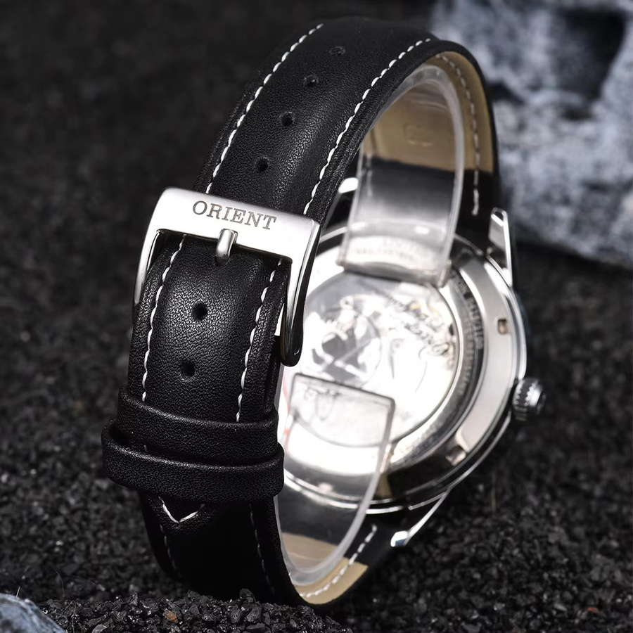 Orient Armbanduhr, Automatik, Edelstahl, Leder, Weiß, Herren - Bild 2