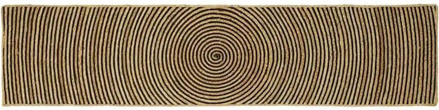 vidaXL Teppich aus Jute in Natur und Schwarz mit abstraktem Design, Breite: 60 cm, Länge: 250 cm - Bild 1