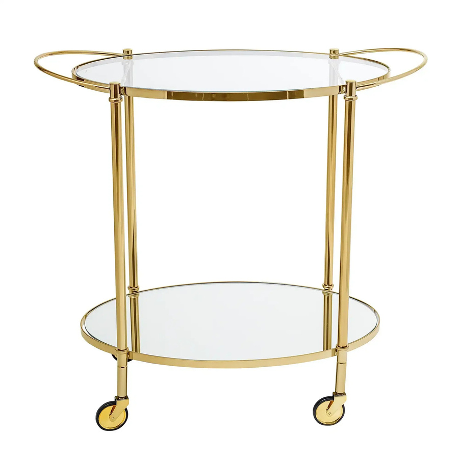 Bloomingville Bartisch in Gold mit Glasplatte im skandinavischen Design, B/T/H: 86,0 x 81,0 x 46,0 cm - Bild 1