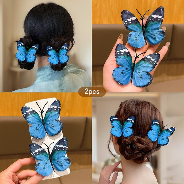 Haarspangen, Wasserblau, Feen-Schmetterling, Damen - Bild 1