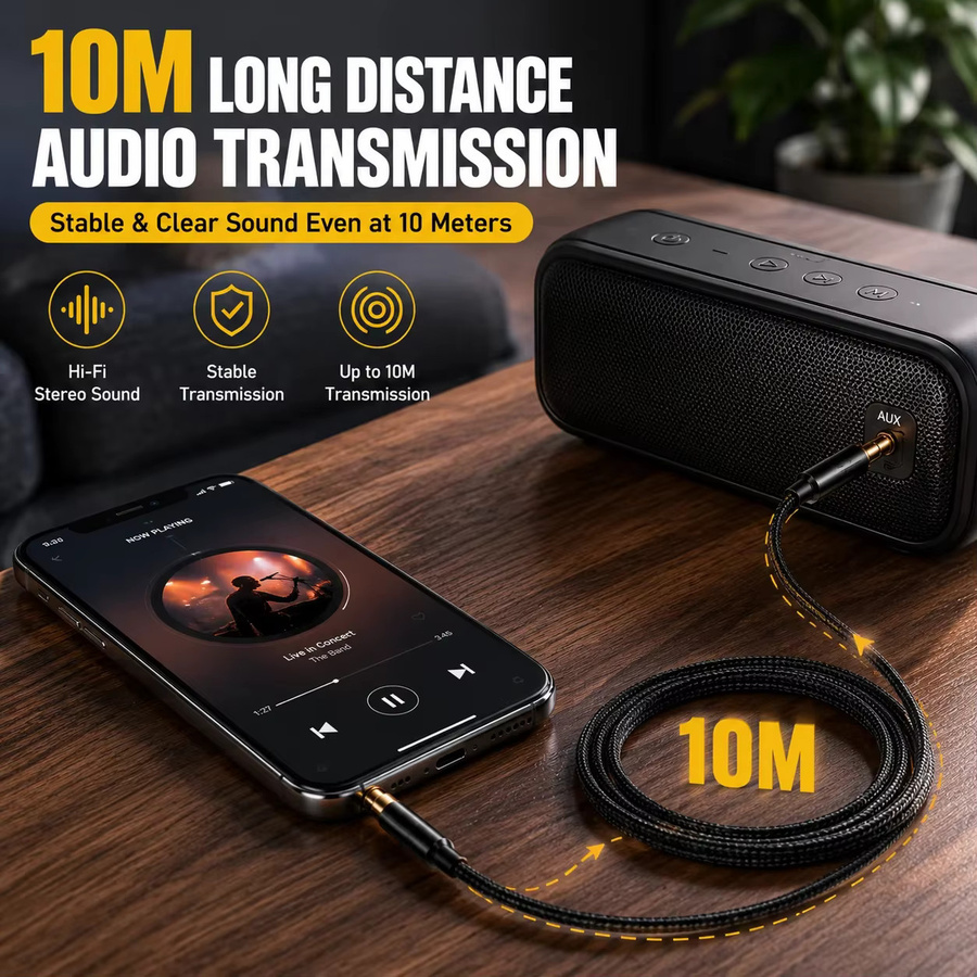 Parallel World Stereo-Audiokabel mit 3,5 mm Klinkenstecker und Nylon-Ummantelung in Schwarz - Bild 2