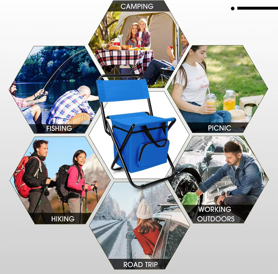SUITU Outdoor-Campingstuhl mit abnehmbarer Kühltasche in Blau - Bild 2