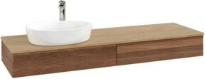 V&B Waschtischunterschrank Antao mit Frontstruktur in Eiche Honig, Wandmontage, Breite: 160 cm, Tiefe: 50 cm - Bild 1
