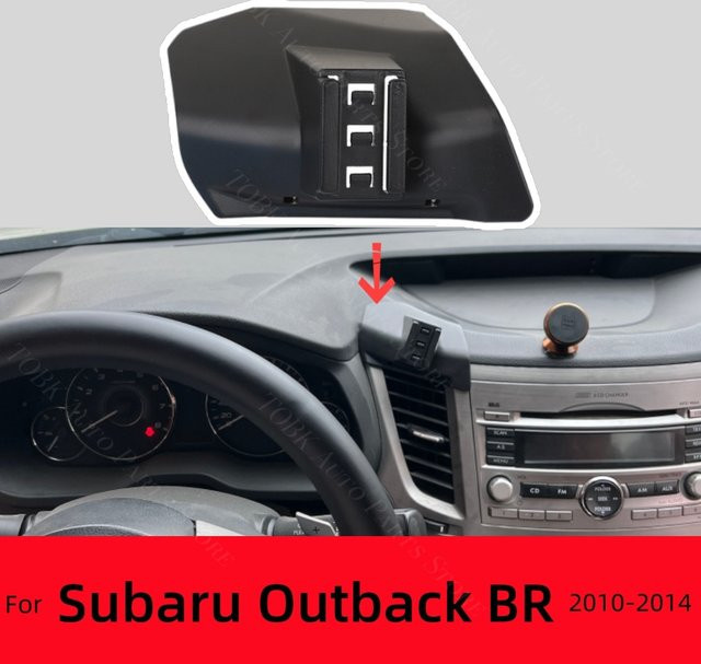 Autotelefonhalterung für Subaru Outback BR 2010–2014 mit Basis für kabelloses Laden in Schwarz - Bild 1