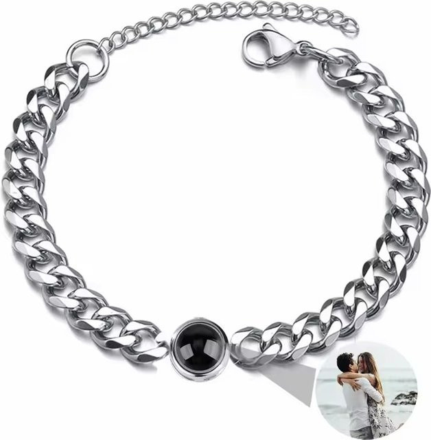 Dascusto Armband, kubanisches Gliederkettenarmband, Edelstahl, Silber, Unisex - Bild 1