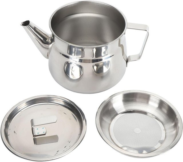 CosyHome Ölsieb aus Edelstahl mit Deckel und feinem Siebeinsatz in Silber und Weiß - Bild 1