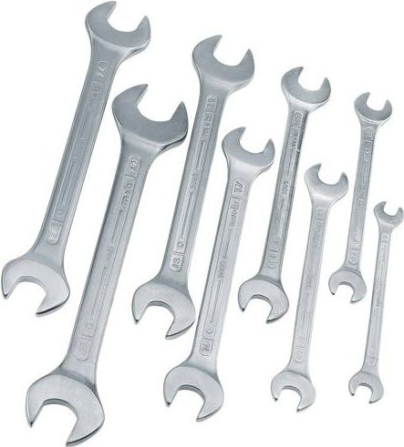MOB 9005000201 Doppel-Maulschlüssel-Satz 8-teilig in Silber, Schlüsselweite metrisch 8 - 24 mm - Bild 1