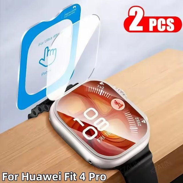 Displayschutzfolie Huawei Watch Fit 4 Pro, Hartglas, 2 Stück, transparent - Bild 1