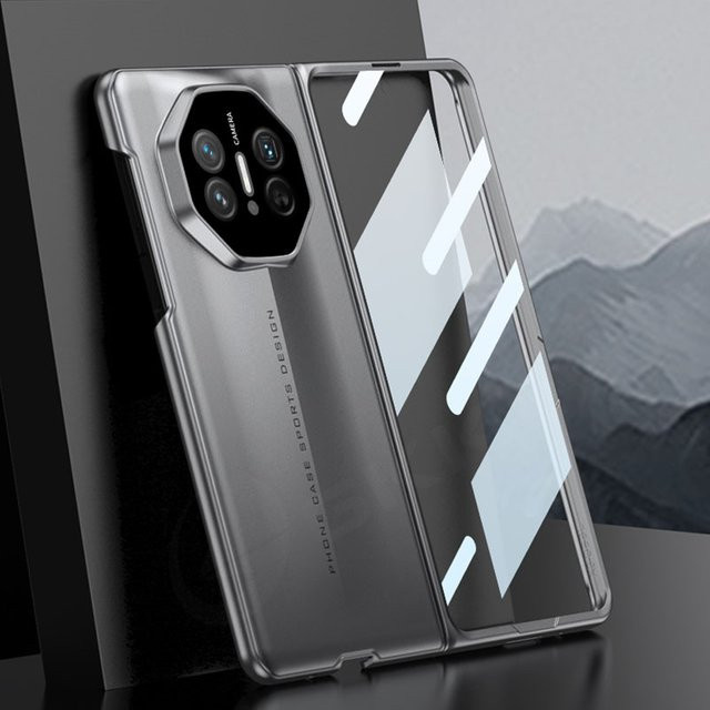 Ultra dünne Hardcover Schutzhülle im Rüstungs-Stil für Huawei Mate X3 und Huawei Mate X5 mit Frontglas- und Kameraschutz in Grau - Bild 1