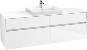 Villeroy & Boch Waschtischunterschrank Collaro in Weiß, wandhängend mit LED-Beleuchtung und integrierten Schubladen, B/T/H: 160 x 54,8 x 50 cm - Bild 1