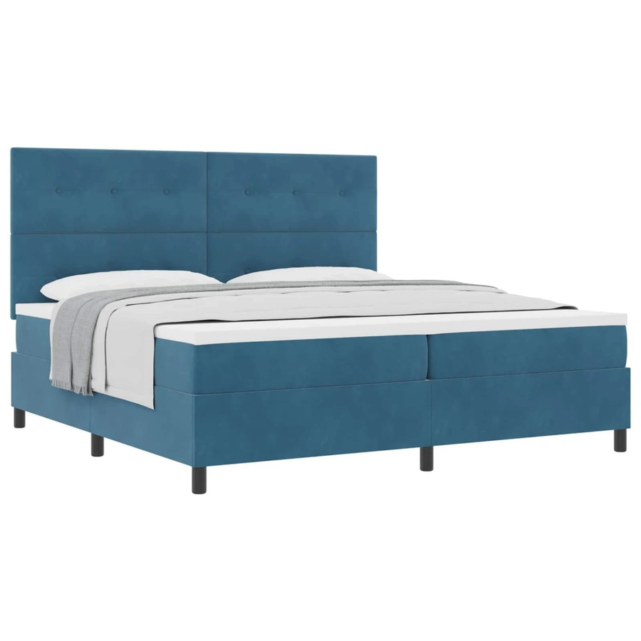 vidaXL Boxspringbett mit Matratze Dunkelblau B/T/H: 200 x 200 x 280 cm - Bild 2