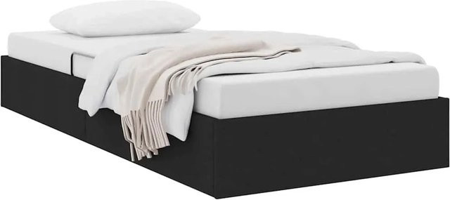 vidaXL Aufbewahrungsbett mit Kopfteil in Schwarz aus Stoff und Kunstleder mit Metallgestell, B/T/H: 100 x 200 x 140 cm - Bild 1