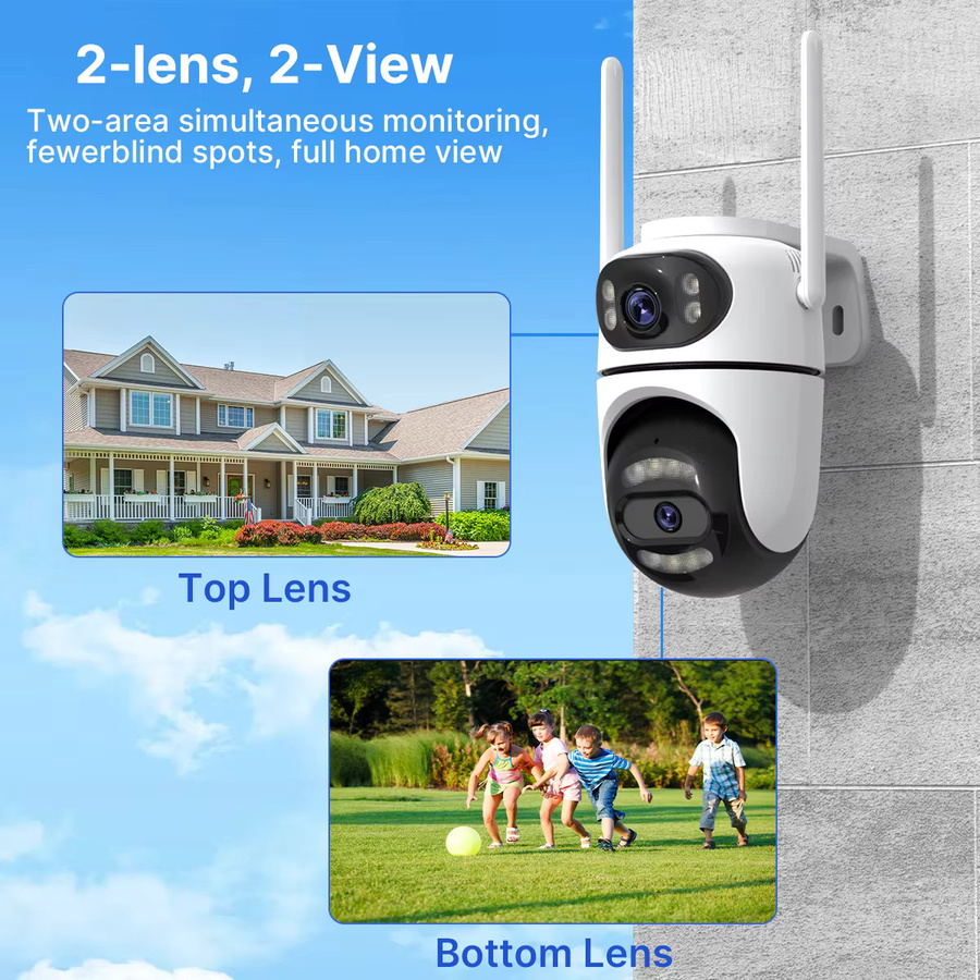UDECER 8MP 4K HD Wifi PTZ Überwachungskamera mit Dual-Objektiv und Dual-Bildschirm, iCsee App, AI Tracking, Outdoor IP Kamera, Weiß - Bild 2
