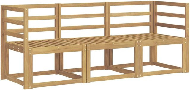 vidaXL Outdoor-Sofagarnitur 3-teilig aus Akazienholz in Weiß, B/T/H: 185,5 x 63 x 73 cm - Bild 1