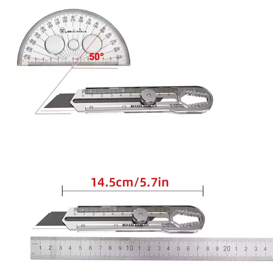 6-in-1 Multifunktions-Universalmesser aus Edelstahl in Silber mit 18mm Snap-Off Klinge - Bild 6
