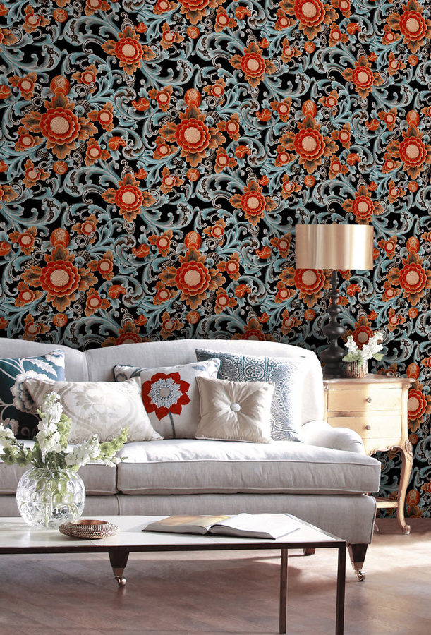 MINDTHEGAP Mural Wallpaper Floral Painting WP20252 in Multicolour mit botanischem Art Nouveau Design - Bild 1