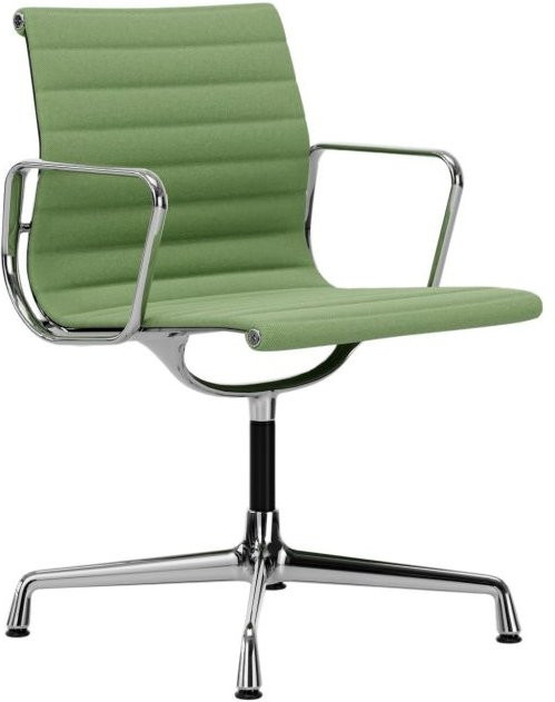Vitra Aluminium Chair EA 104 mit Armlehnen in Grün und Hopsak Stoff - Bild 1
