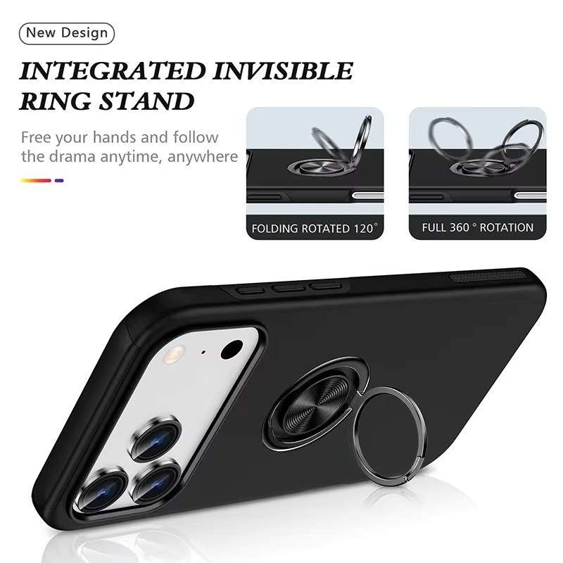Magnetische Ringhalter-Telefonhülle von szHAIyu für Apple iPhone 17 Air 16 15 14 13 12 Pro Max in Pink und Black - Bild 3