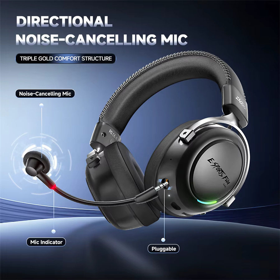 HAAYOT Kabelloser Gaming-Kopfhörer mit Bluetooth 6.0, 53-mm-Titan-Treiber, 7.1 Virtual Surround Sound und 15 ms Zero-Latency in Schwarz für PC, PS5 und Mobile - Bild 4