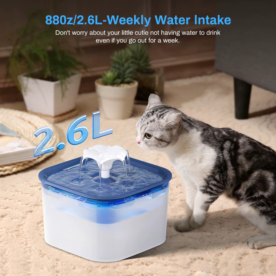 ZYfeeder Haustierbrunnen Grau, 2,6 Liter mit leiser gefilterter Wasserpumpe für Katzen und Hunde - Bild 2