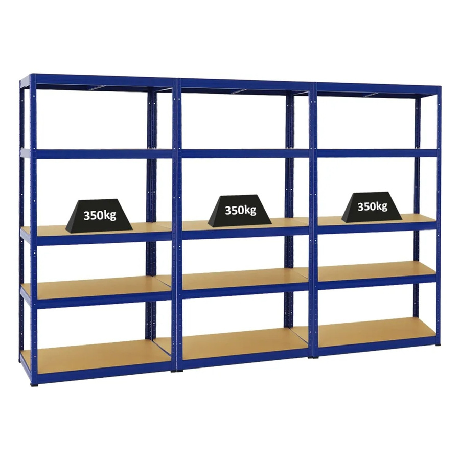 PROREGAL Schwerlastregal Slim Elephant Blau, H x B x T: 180 x 90 x 45 cm, 5 Ebenen mit verstellbaren Fachböden aus MDF und Metall - Bild 2