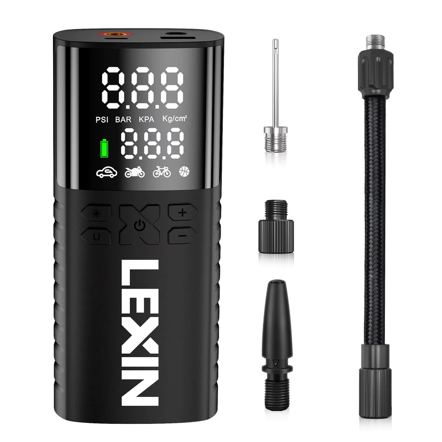 Lexin P4 Intelligente Luftpumpe in Schwarz mit 4000 mAh Akku, digitalem LED-Display und voreingestelltem Druck für Motorräder, Fahrräder und Boote - Bild 7
