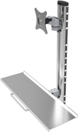 Techly Wandhalterung für 1 Monitor von 15 bis 27 Zoll mit Tastaturablage und Monitorarm in Silber (ICA-PLW-01)