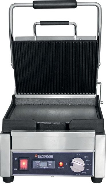 Schneider Kontaktgrill aus Edelstahl in Silber mit Timer und Überhitzungsschutz, Breite: 29 cm, Höhe: 24,5 cm - Bild 1